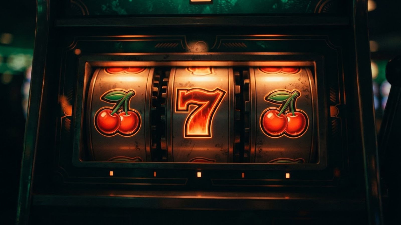 Rouleaux de machine à sous avec sevens et cerises